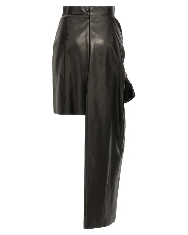 Alexander McQueen Maxi Bow Leather Skirt — Black Black
