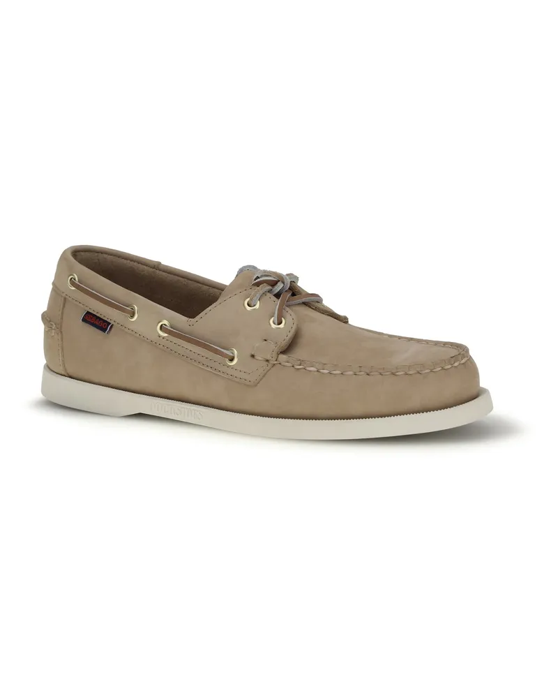 Sebago Men's Portland Nubuck Docksides Loafers Beige-Camel Lace Up Beige
