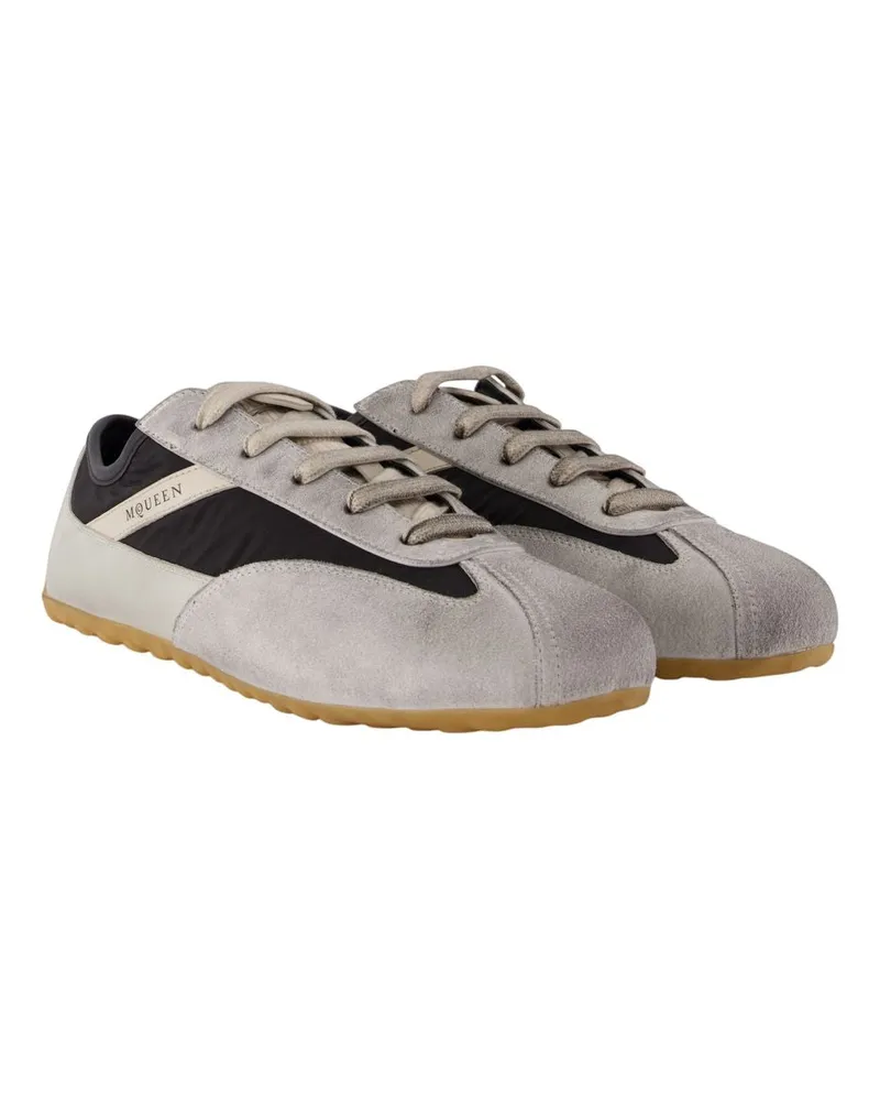 Alexander McQueen Men's Leather Boxing Trainer Gray Calfskin Gray