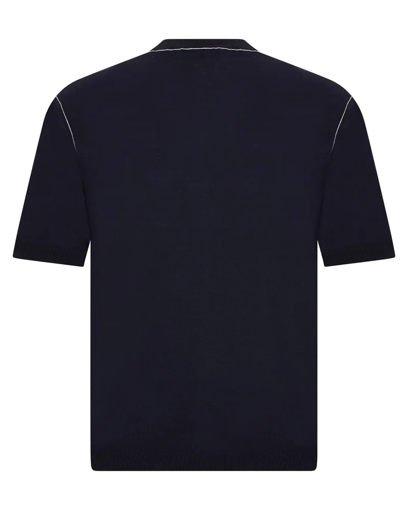 Gucci Men's Wool Short-Sleeve Sweater Blue Sweatshirts Navy