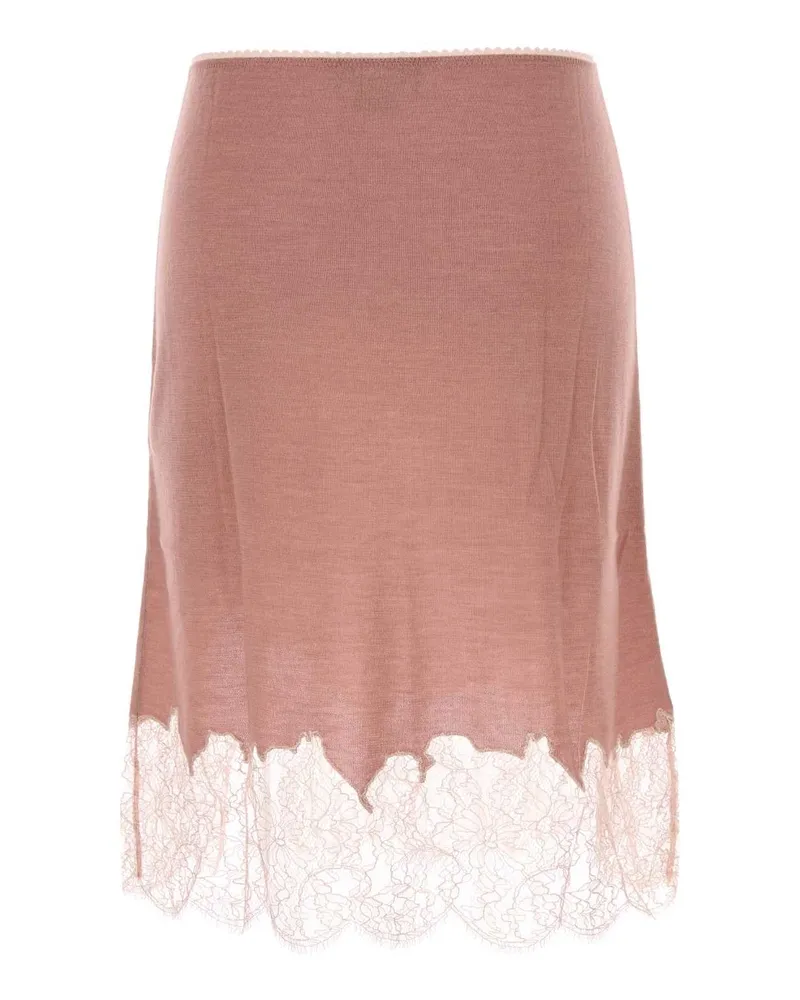 Fendi Women's Pink Cashmere Blend Skirt Blush-25 Exterior: Silk Gonne Pink