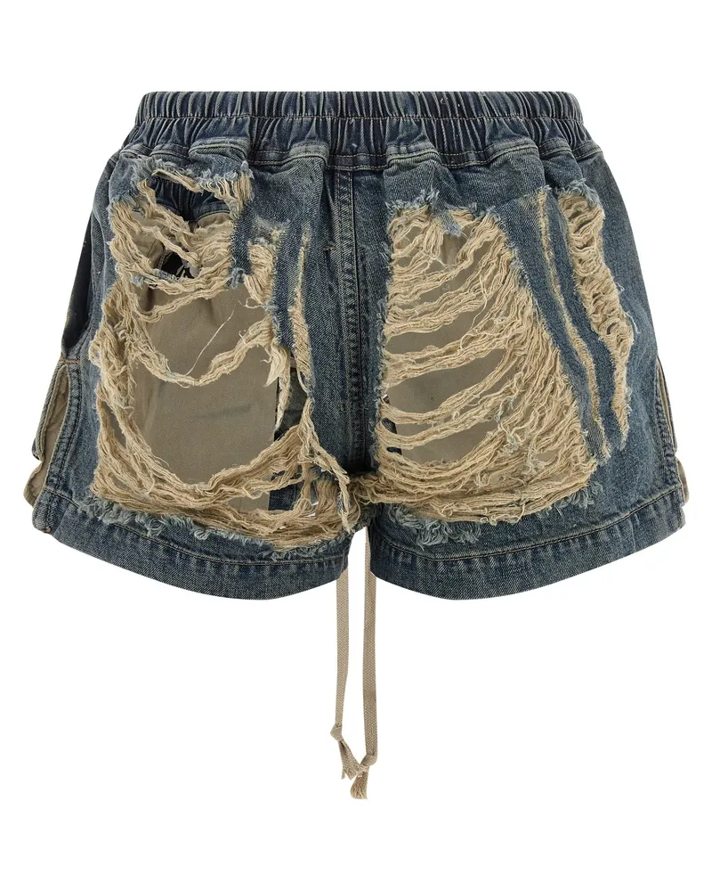 DRKSHDW by Rick Owens Distressed Denim Bermuda Shorts — Blue Blue