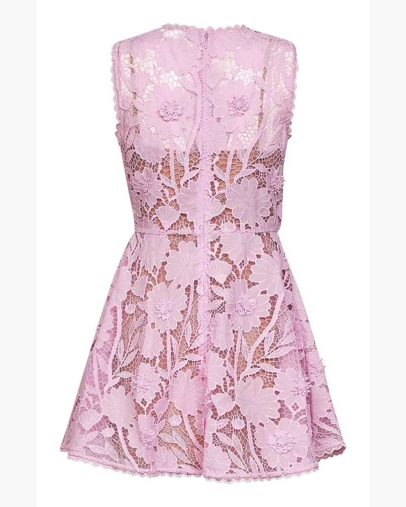 Self-Portrait Women's Mini Dress Macramé Lace Pink Polyester Pink