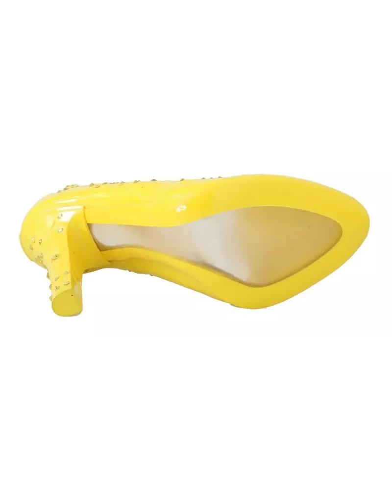Dolce & Gabbana Women's Yellow Crystal Heels Cinderella Shoes Pvc Yellow