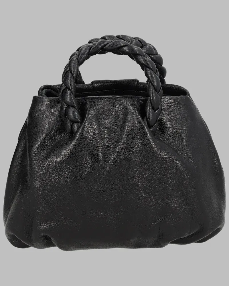 HEREU Bombom Lambskin Leather Top Handle Bag — Black Black
