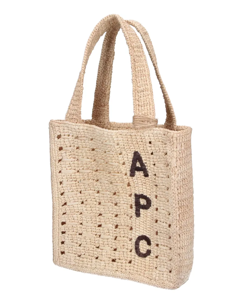 A.P.C. Women's Logo-Embroidered Ramie Tote Beige Beige