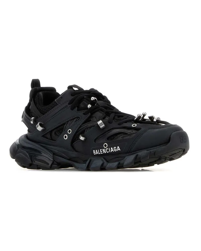 Balenciaga Women's Black Rubber And Fabric Track Piercieng Sneakers T Polyurethane Polyester Black