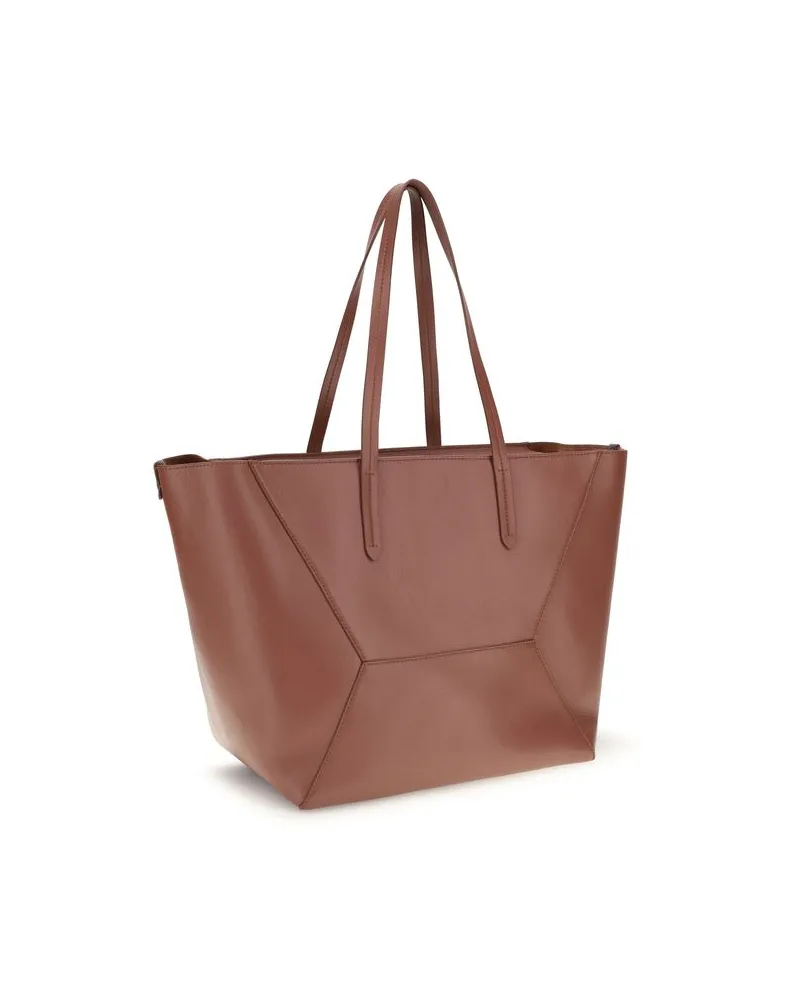 Brunello Cucinelli Women's Multicolor Calf Leather Bos Taurus Shoulder Bag Brown