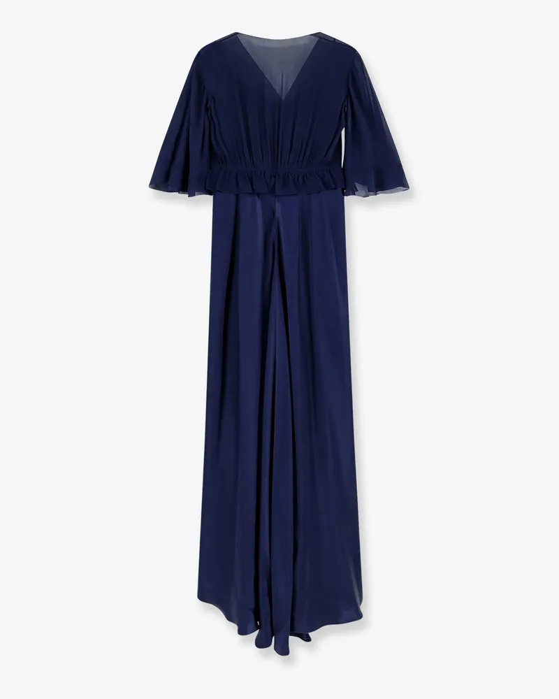Alberta Ferretti Women's Dress Satin Long Blue Viscose Evening Suits Blue