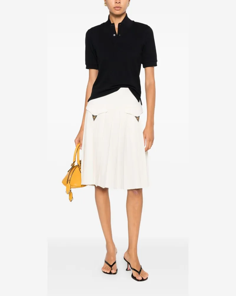Versace Pleated Wool Bermuda — Cream Cream