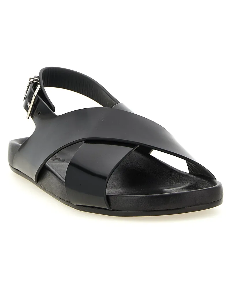 Saint Laurent Men's Black Calfskin Flat Sandals Black