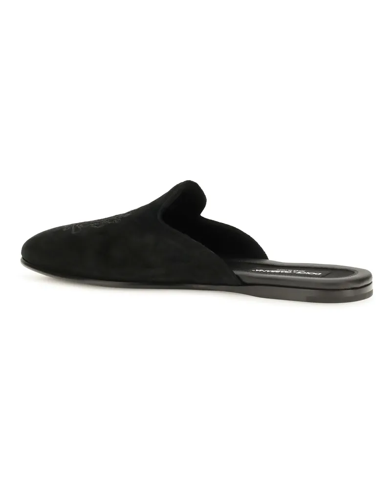 Dolce & Gabbana Men's Mules Calfskin Leather Black Sandal Black