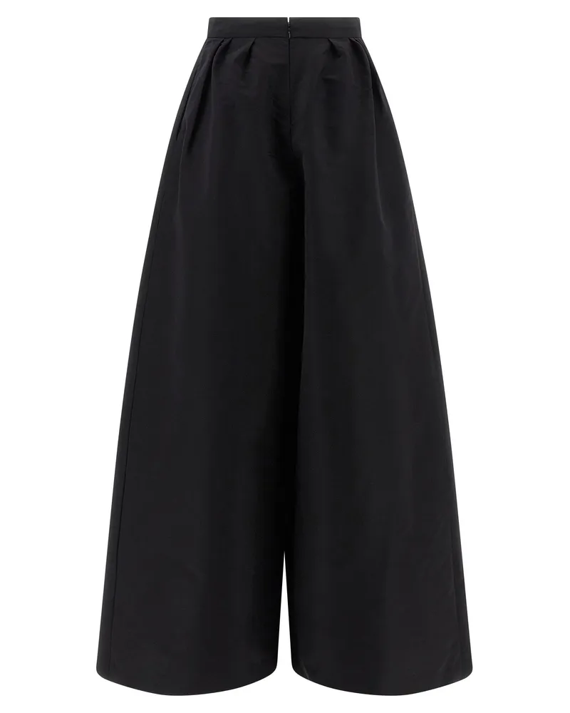 Carolina Herrera New York Silk Faille Pleated Palazzo Pants — Black Black