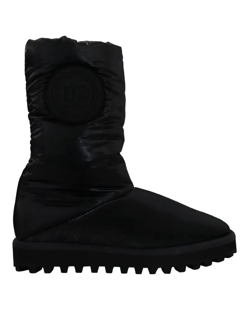 Dolce & Gabbana Men's Black Boots Padded Mid Calf Winter Shoes Polyester Black