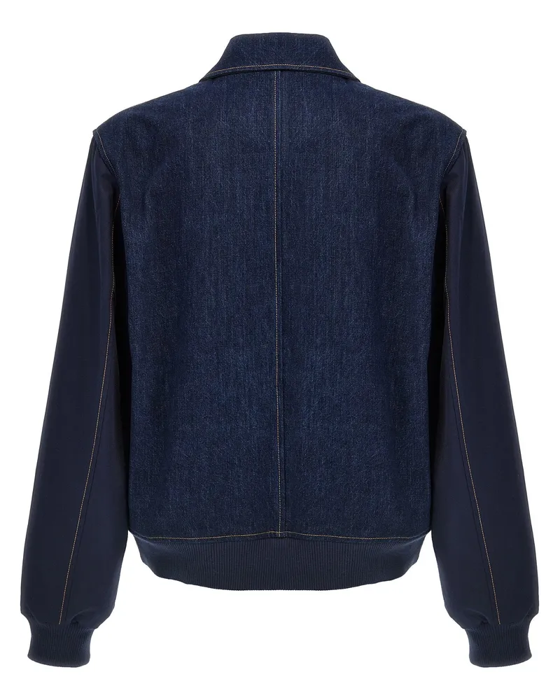 Wales Bonner Denim Varsity Jacket — Navy Navy