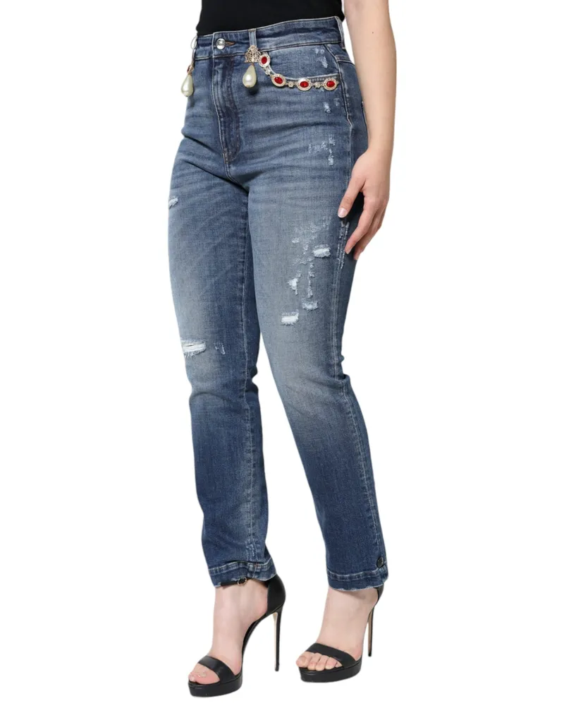 Dolce & Gabbana Distressed Skinny Jeans — Blue Blue
