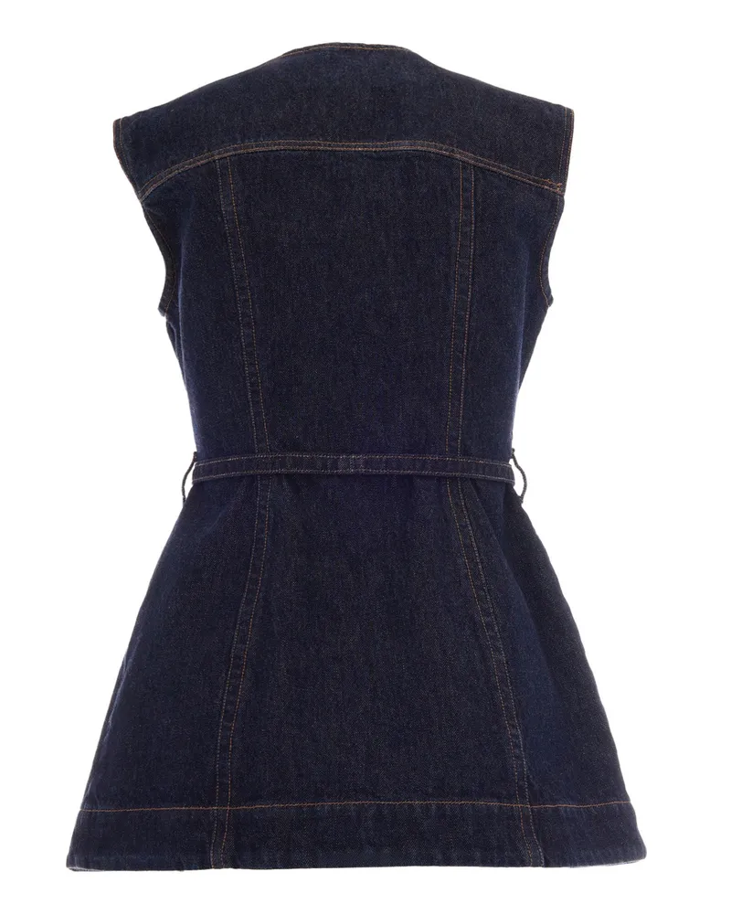 SPORTMAX Women's Denim Top Midnight Blue Cotton Tops Navy