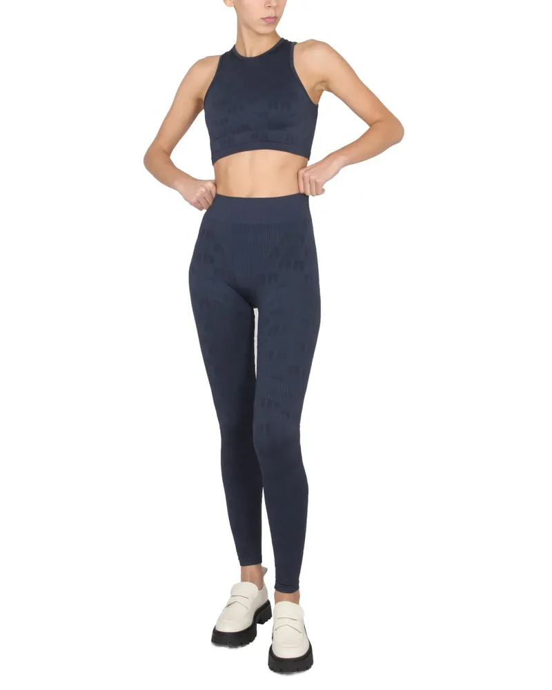ROTATE Birger Christensen Logo-Print Cropped T-shirt — Blue Blue