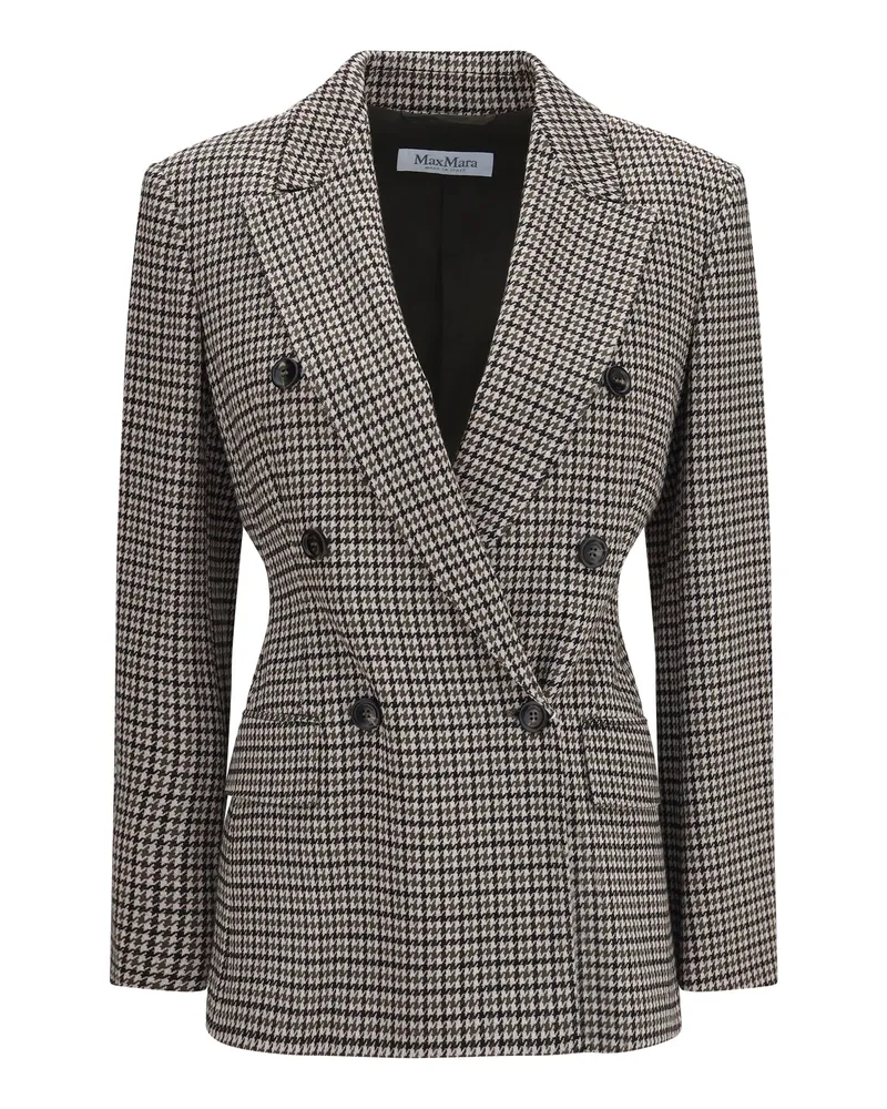 Max Mara Women's Blazer Eccelso Houndstooth Black-Khaki-Blush Viscose Jacket Black/khaki/blush Black