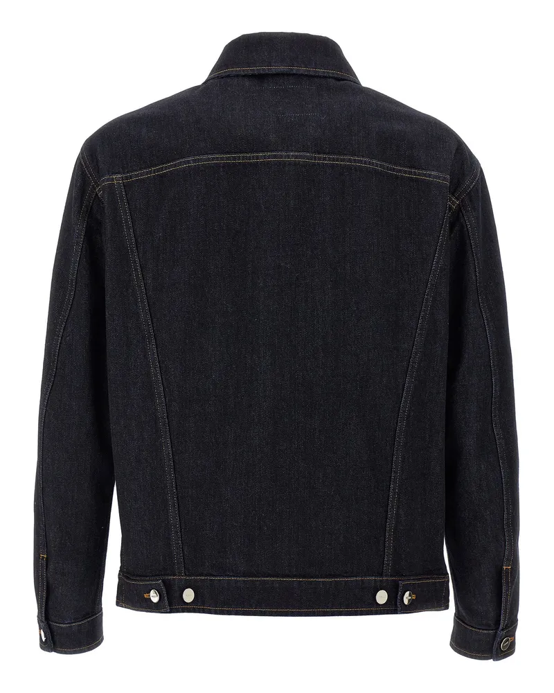 Fendi Logo-Embroidered Denim Jacket — Dark Indigo Navy