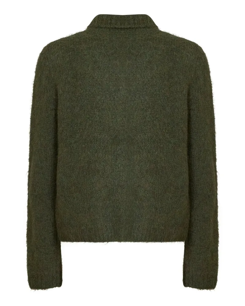 Dries van Noten Men's Cardigan Mora Forest Green Alpaca Cardigans Sweater Green