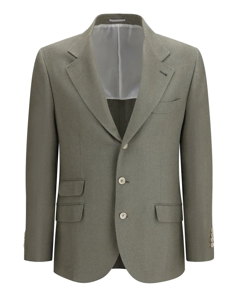 Brunello Cucinelli Men's Jacket Cavallo Khaki Silk Khaki
