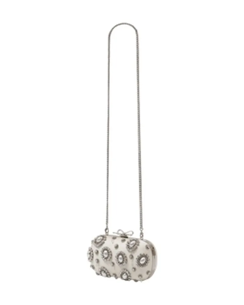 Self-Portrait Women's Crystal-Embellished Satin Clutch Ivory Ivory