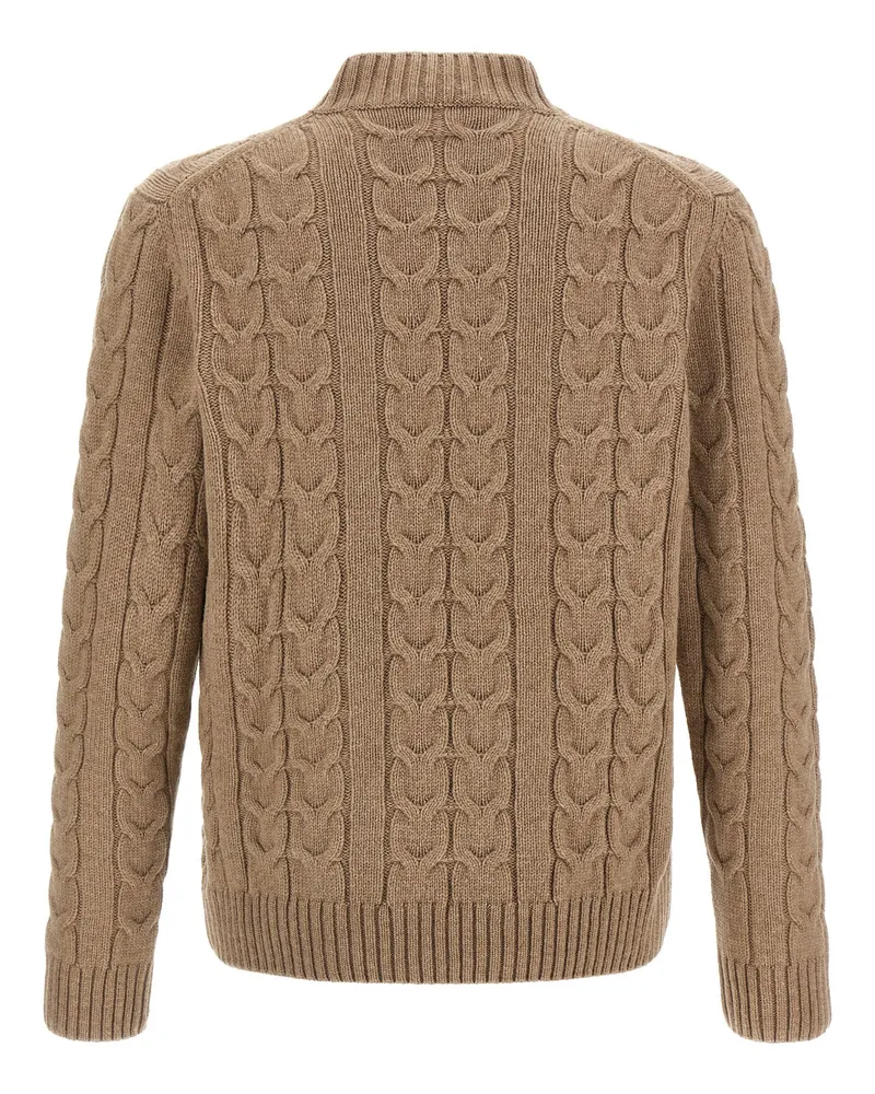 Zanone Braided Virgin Wool Sweater — Camel Camel