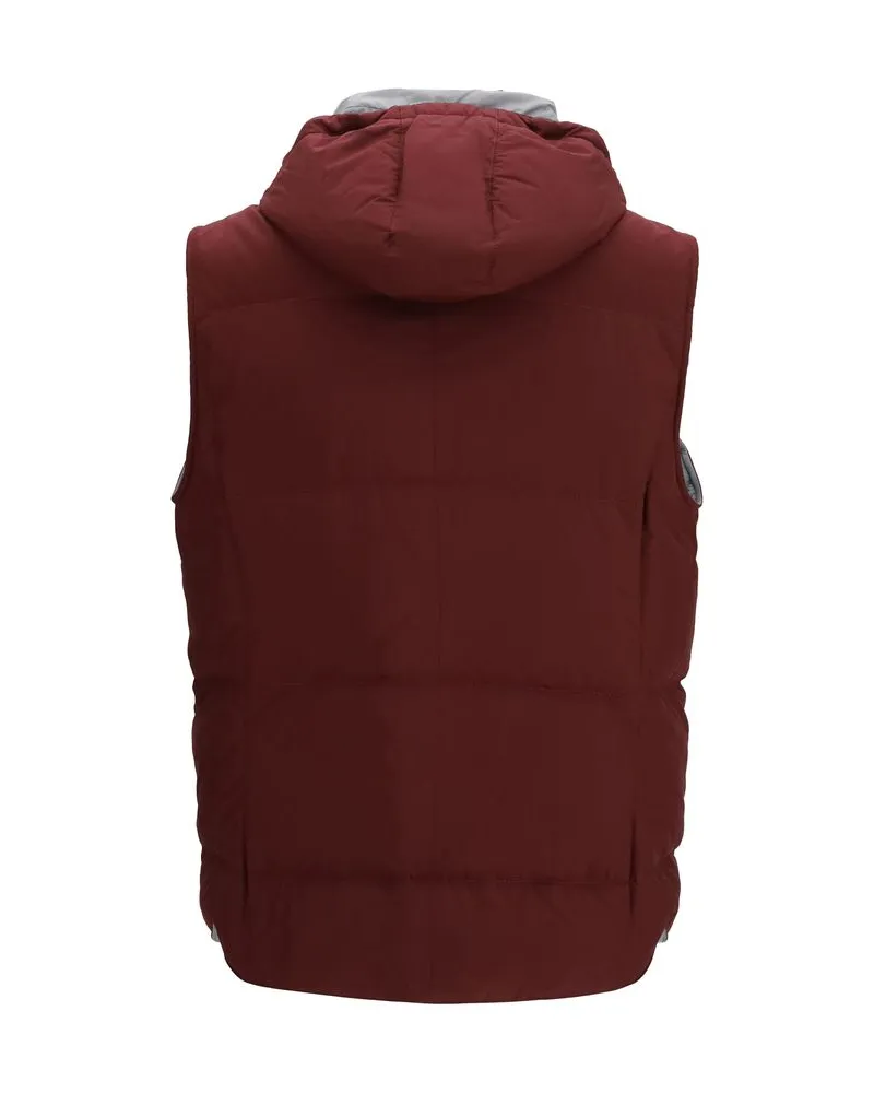 Brunello Cucinelli Men's Bordeaux Polyester Sleeveless Jacket Clothing Bordeaux