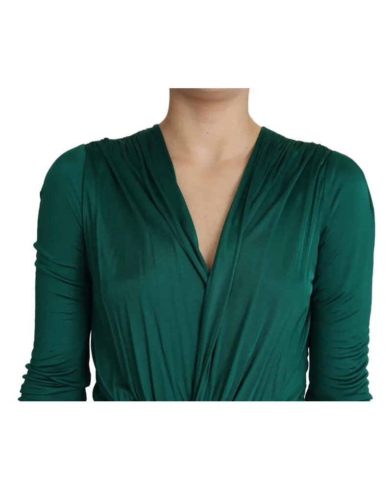 Dolce & Gabbana Women's Green Fitted Silhouette Midi Viscose Dress Green