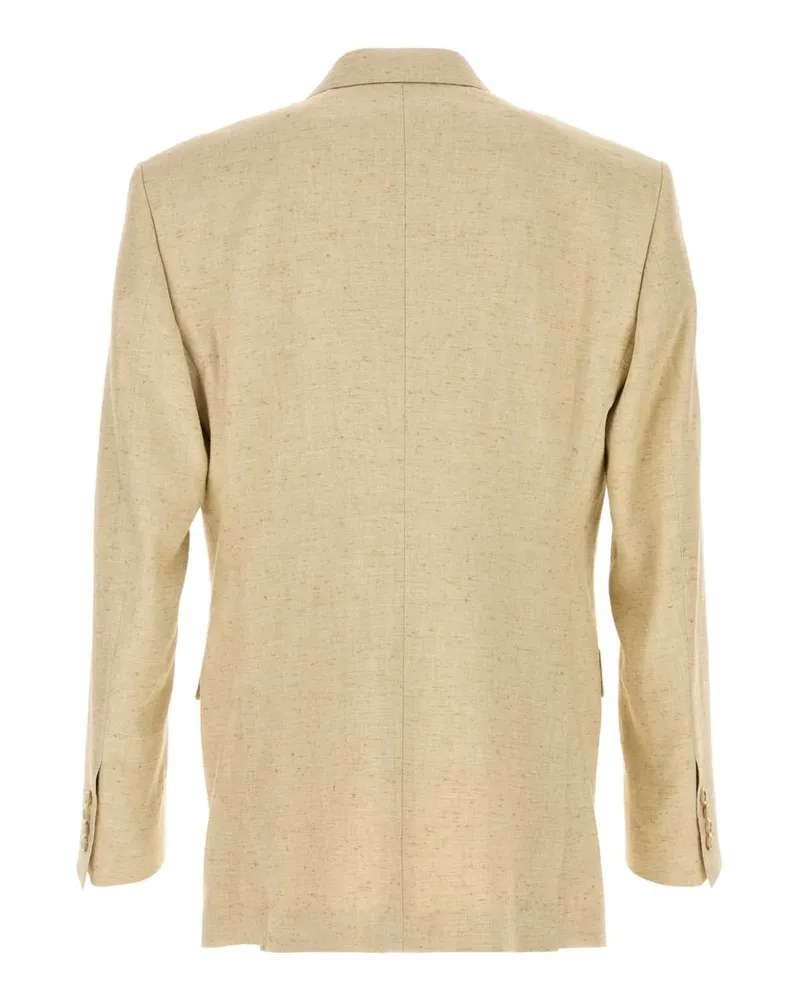 Dolce & Gabbana Melangebianchibeig Exterior: Hemp Silk Linen Giacche E Gilet Jacket Beige