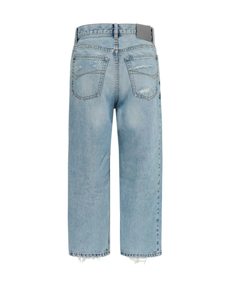 Balenciaga Women's Blue Cotton Cropped Jeans Clothing Blue