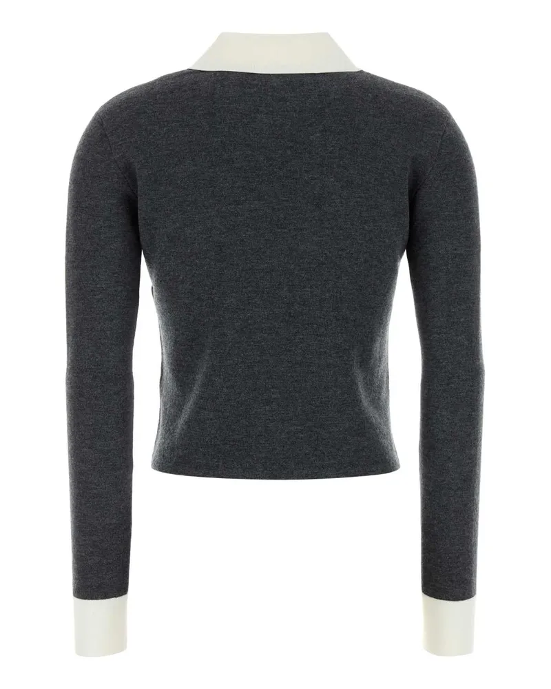 Self-Portrait Women's Dark Grey Stretch Wool Blend Cardigan Main:wo Pa Wp Ea Maglie Gray