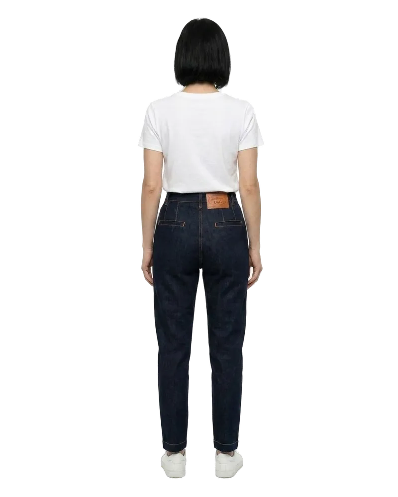 Dolce & Gabbana Women's Navy Blue Cotton Straight-Leg Jeans Clothing Navy