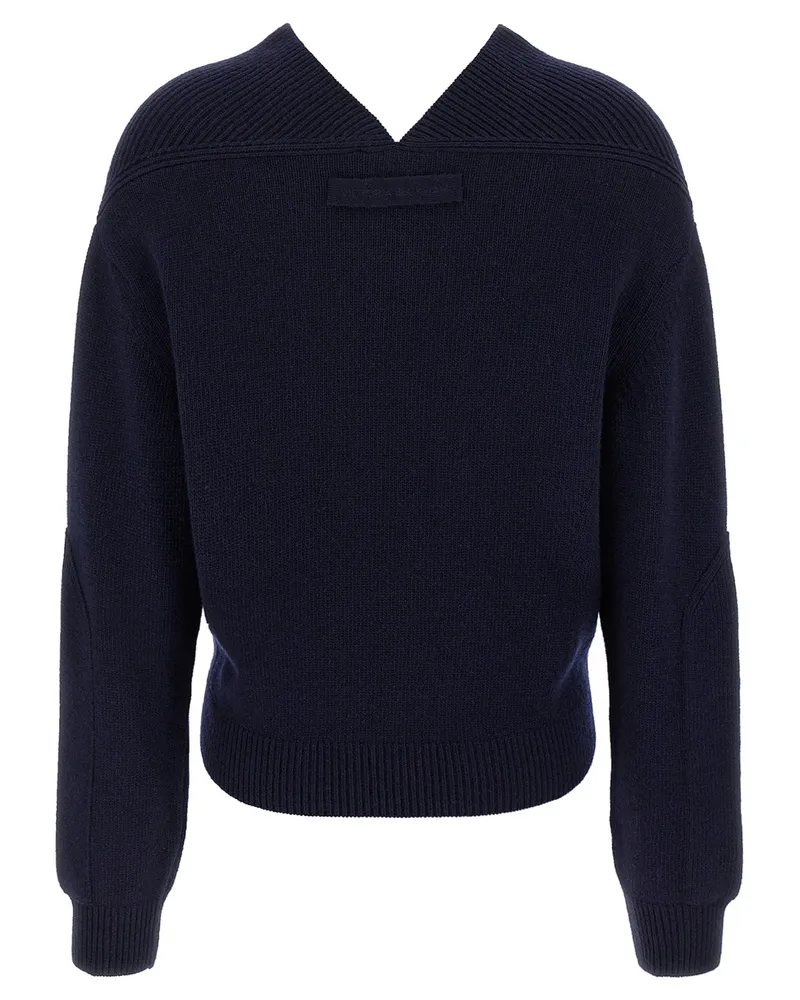 Victoria Beckham Cashmere Blend V-Neck Sweater — Navy Navy