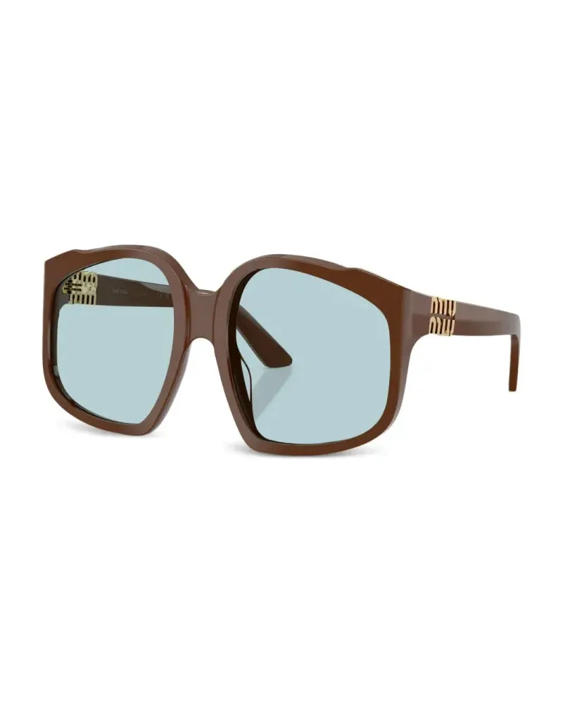 Miu Miu MUA07S Oversized Square Frame Sunglasses — Brown Brown