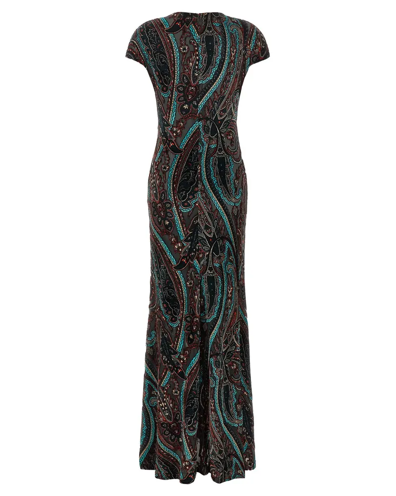 Etro Devoré Velvet Paisley Dress — Brown Brown