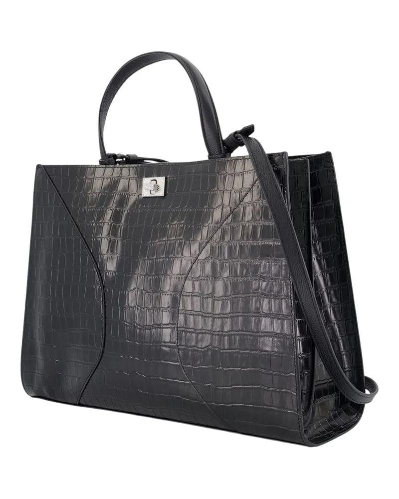 Zadig & Voltaire Jack Croco Leather Top Handle Bag — Black Black
