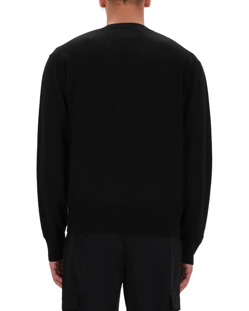Versace Jeans V-Emblem Acrylic-Wool Blend Sweater — Black Black