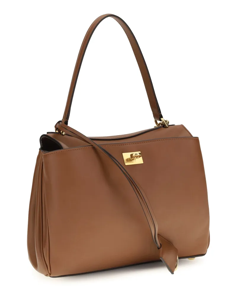 Balenciaga Women's Rodeo Shoulder Bag New Tan Calf Leather Bos Taurus Brown
