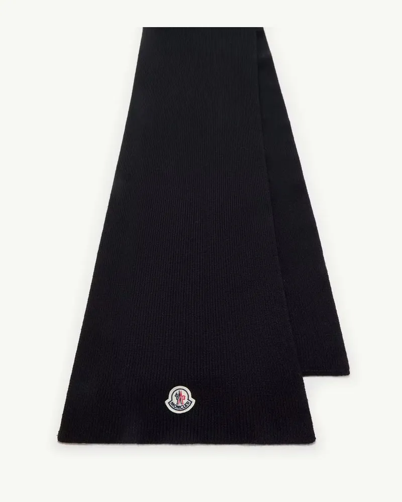 Moncler Ribbed Wool Scarf — Black Black