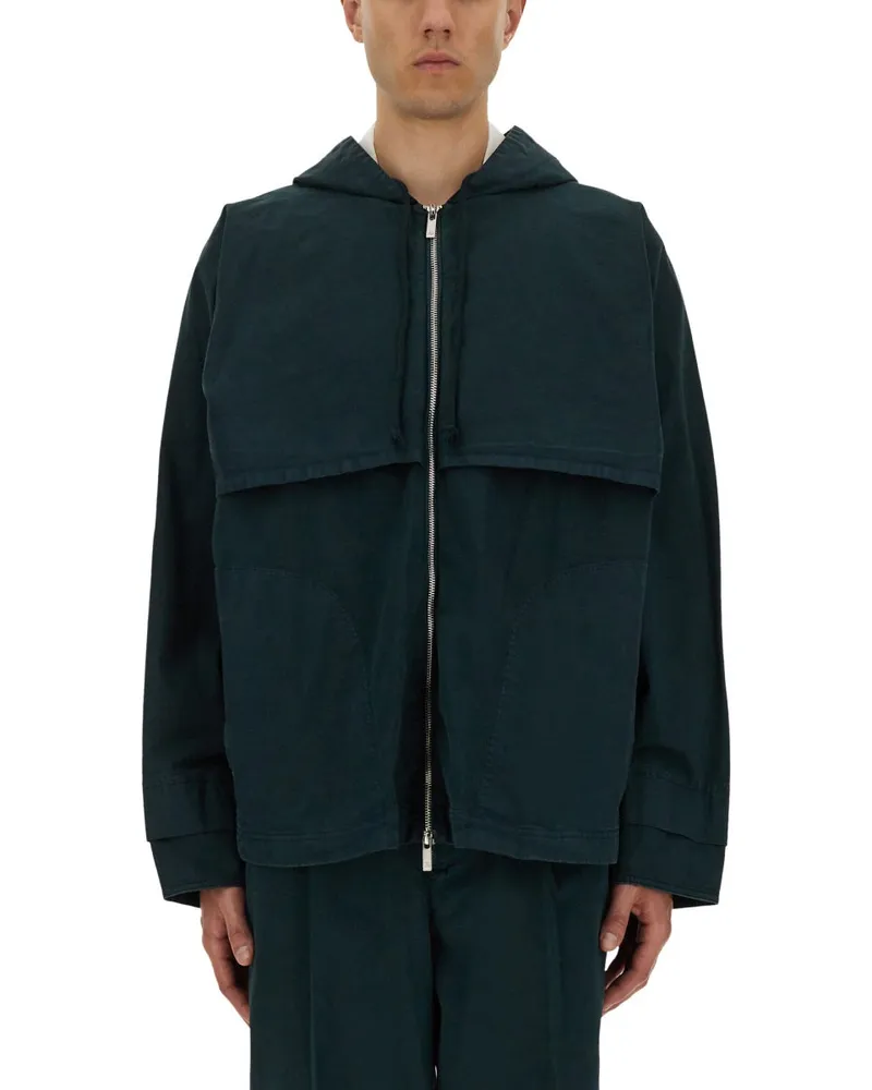 Helmut Lang Hooded Cotton-Blend Windbreaker Jacket — Green Green