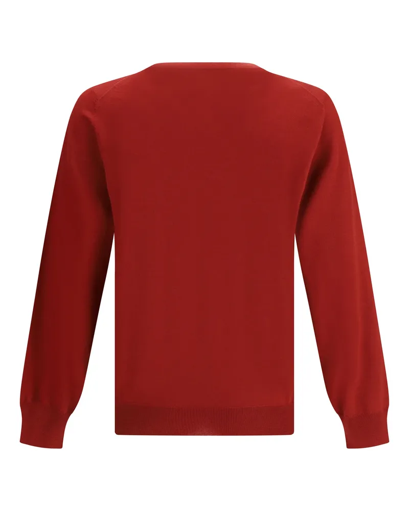Brunello Cucinelli Men's Virgin Wool Sweater Ciliegia+nebbia Red