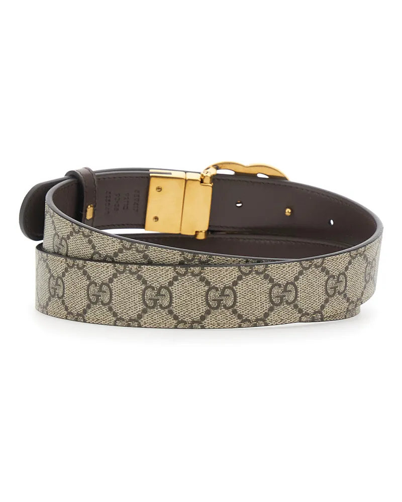 Gucci Women's Reversible Belt Gg Supreme Brown Polyurethane Brown