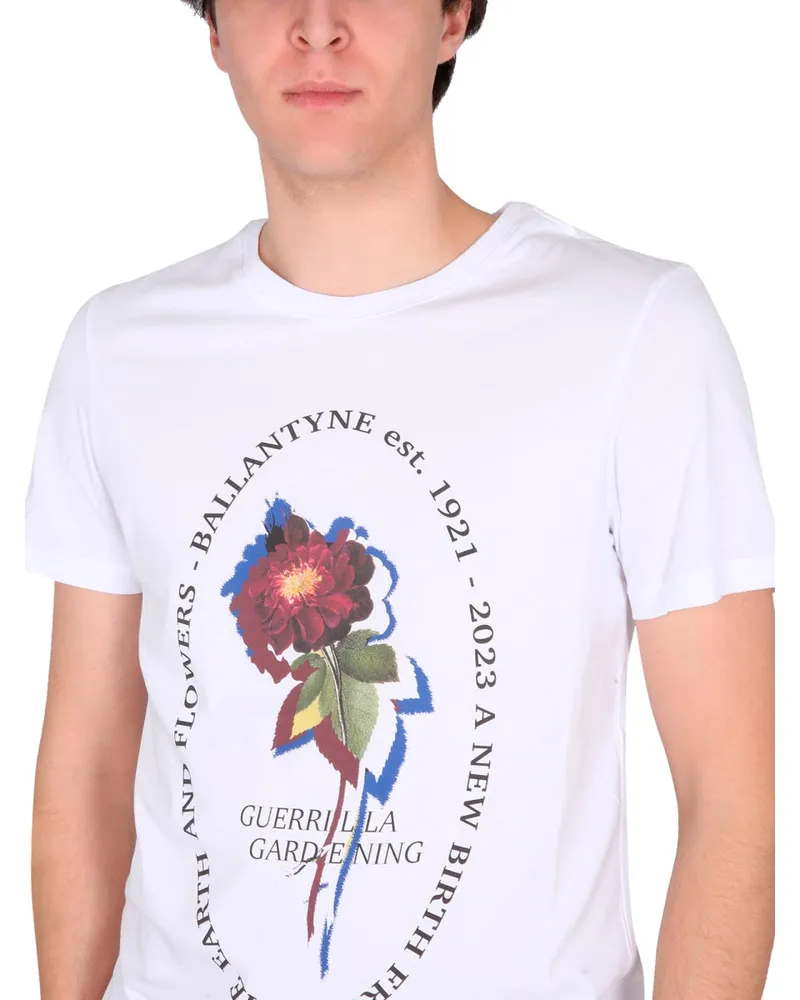 Ballantyne Crewneck Cotton with Logo Print T-Shirt — White White