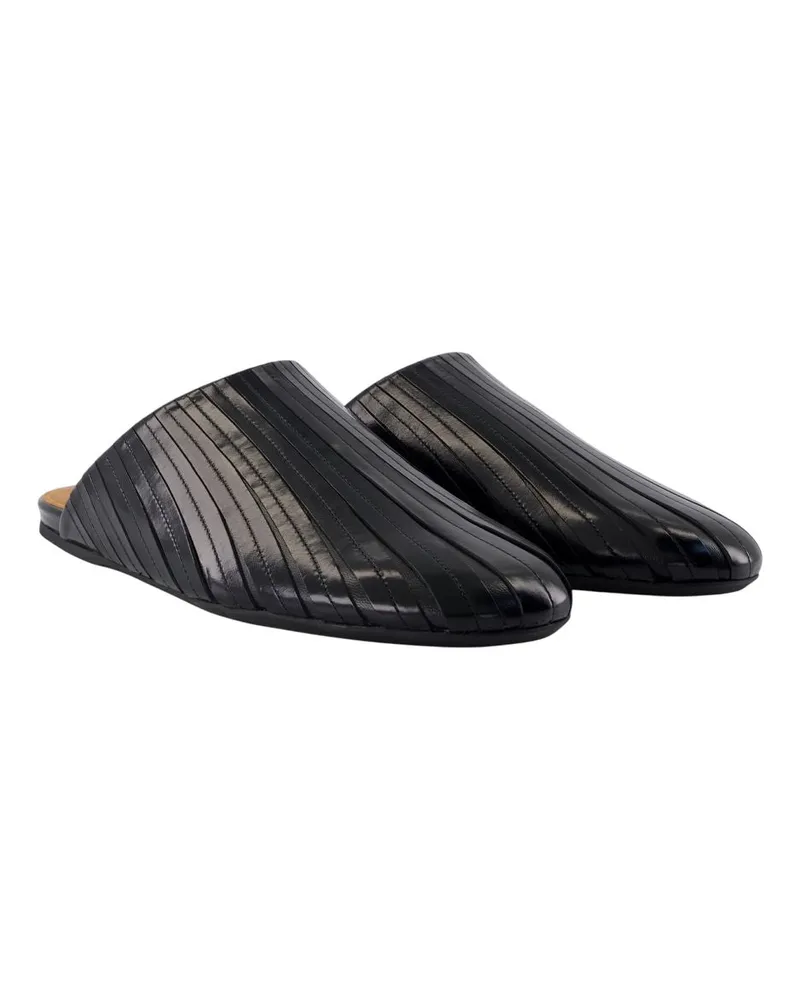 Marni Men's Sabot Sandals -  Leather Black Lambskin Shoes Mules Black