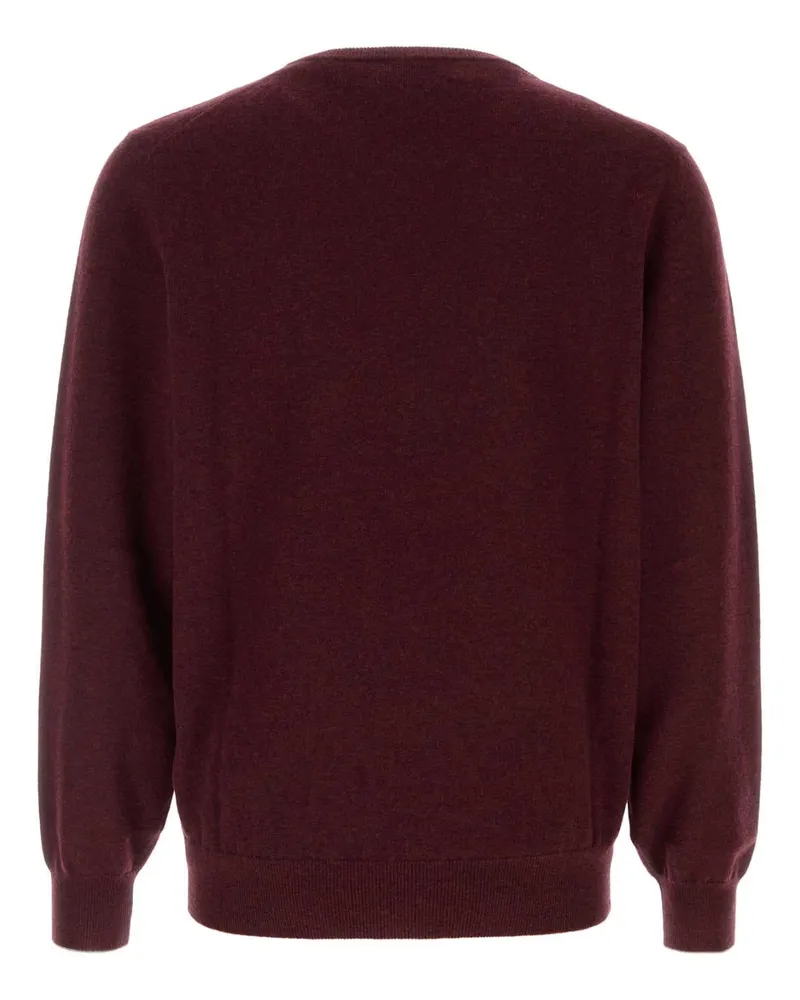 Brunello Cucinelli Men's Melange Burgundy Cashmere Sweater Borgogna+grigio Exterior: Maglieria Burgundy