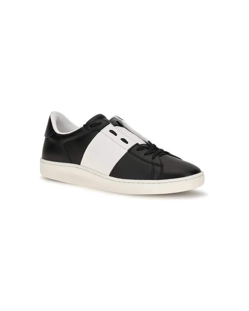Valentino Garavani Men's Black Calf Leather Bos Taurus Sneakers Black