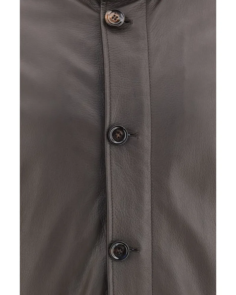 MOORER Men's Shearling Down Jacket Cleros P1 Dark Brown Outer: Mutton Brown