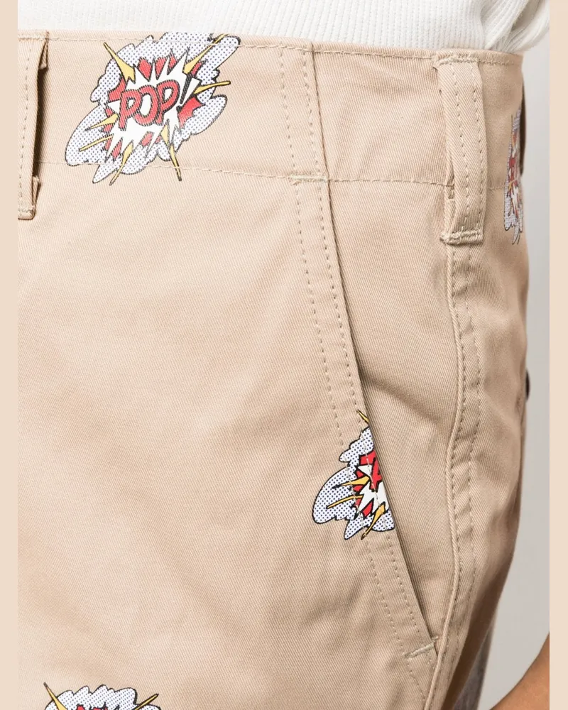 Junya Watanabe Cartoon-Print Cotton Trousers — Beige Beige